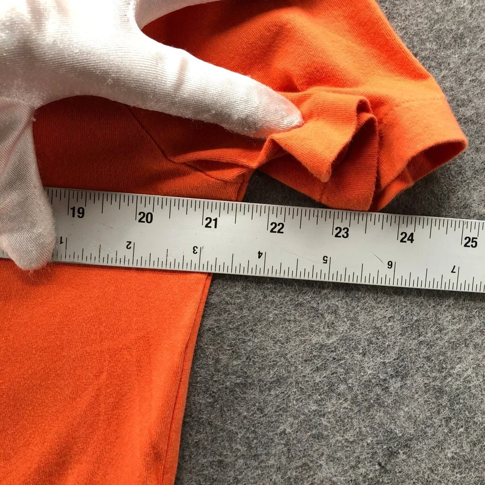 Polo Ralph Lauren V Neck T Shirt Mens Medium Orange Cotton Short Sleeve Classic
